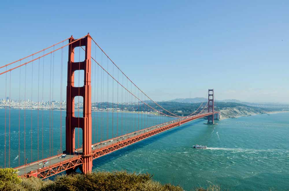Golden Gate Bridge over the bay