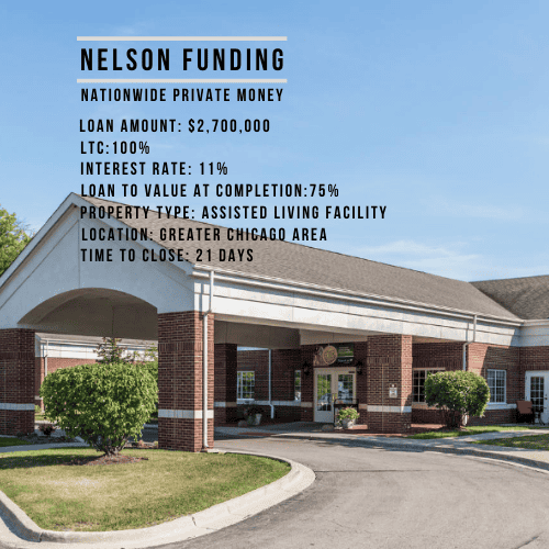 Nelson Funding deal graphic: $2,700,000 loan, assisted living facility, Greater Chicago area