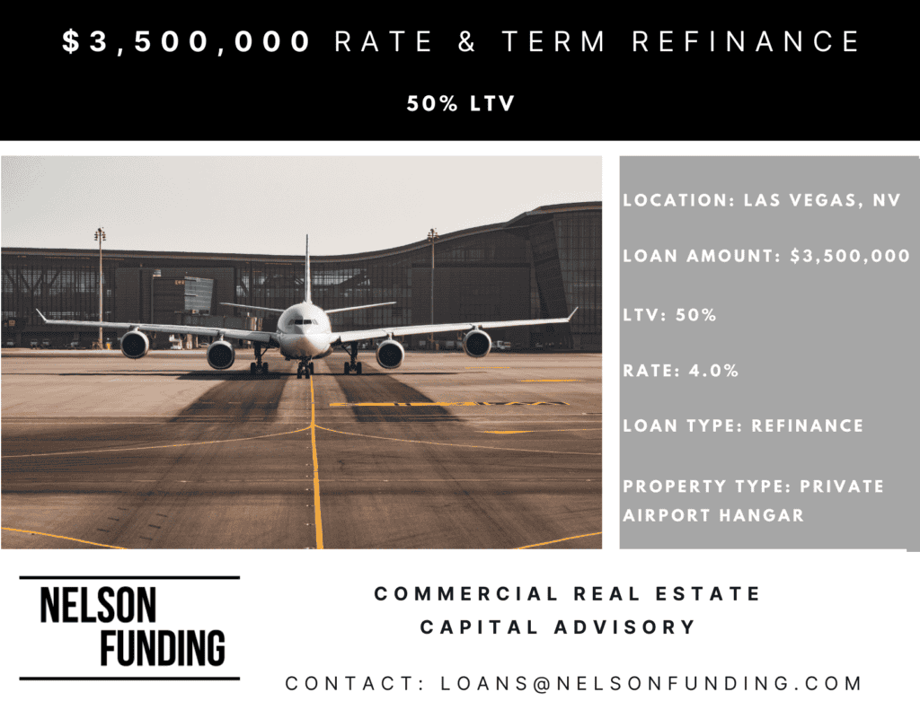 Nelson Funding deal graphic: $3,500,000 rate and term refinance, 50% LTV