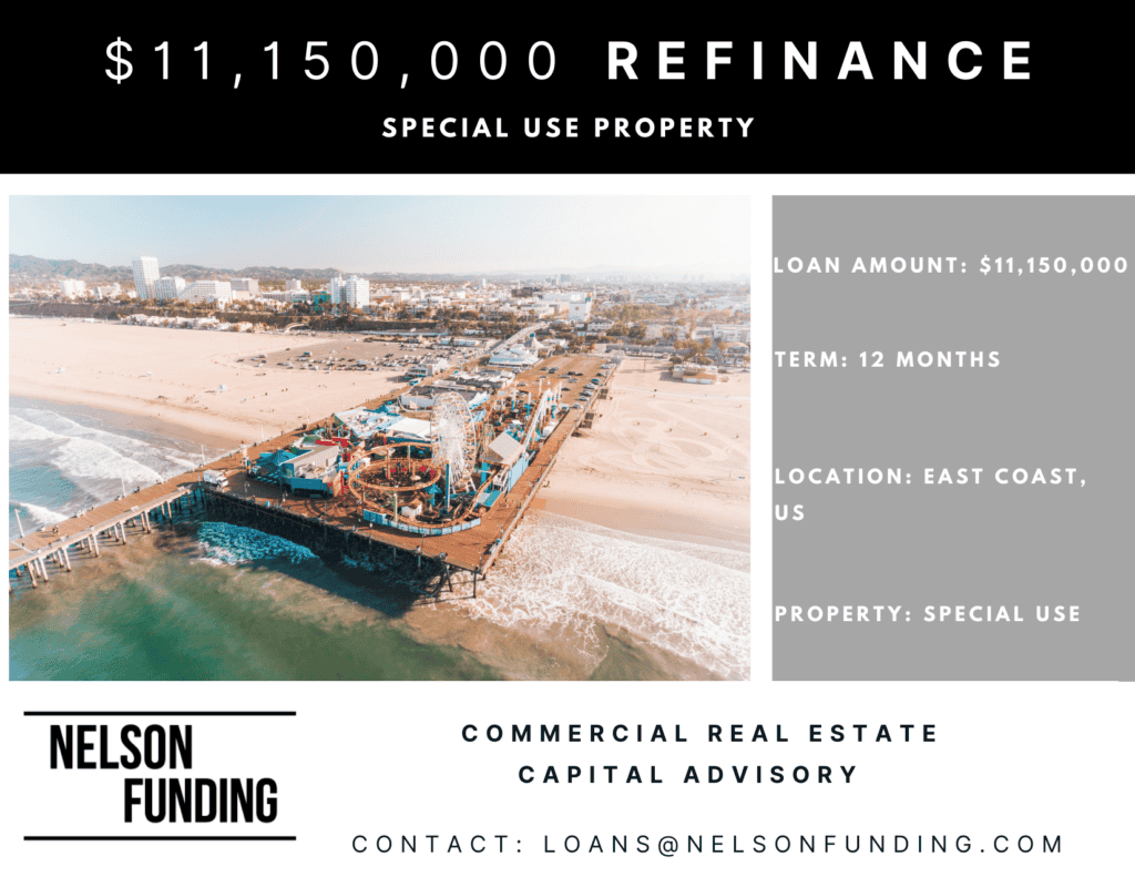 Nelson Funding deal graphic: $11,150,000 refinance, special use property
