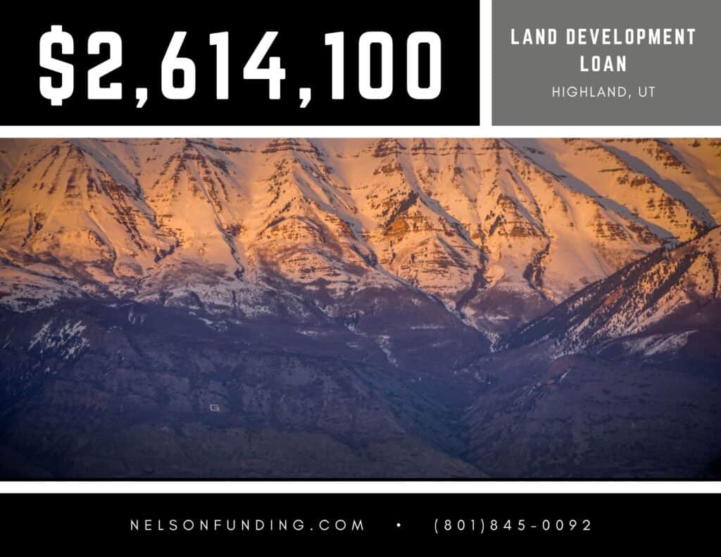 Nelson Funding deal graphic: $2,614,100, land development loan