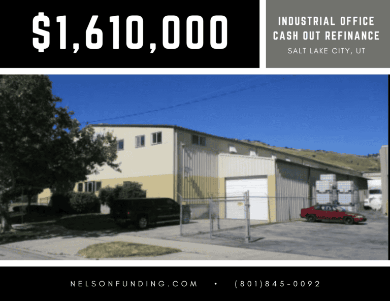 Nelson Funding deal graphic: $1,610,000, industrial office cash out refinance