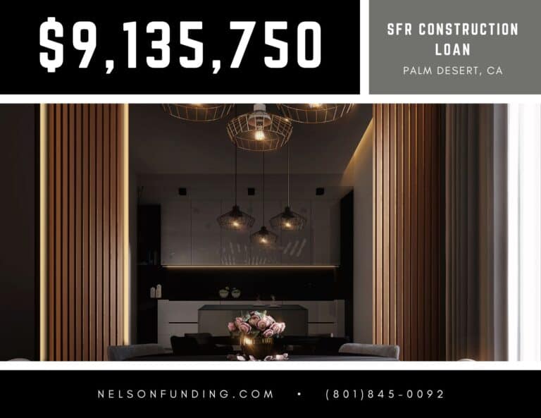 Nelson Funding deal graphic: $9,135,750, SFR construction loan
