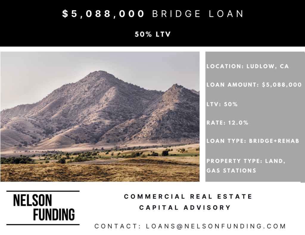 Nelson Funding deal graphic: $5,088,000 bridge loan, 50% LTV