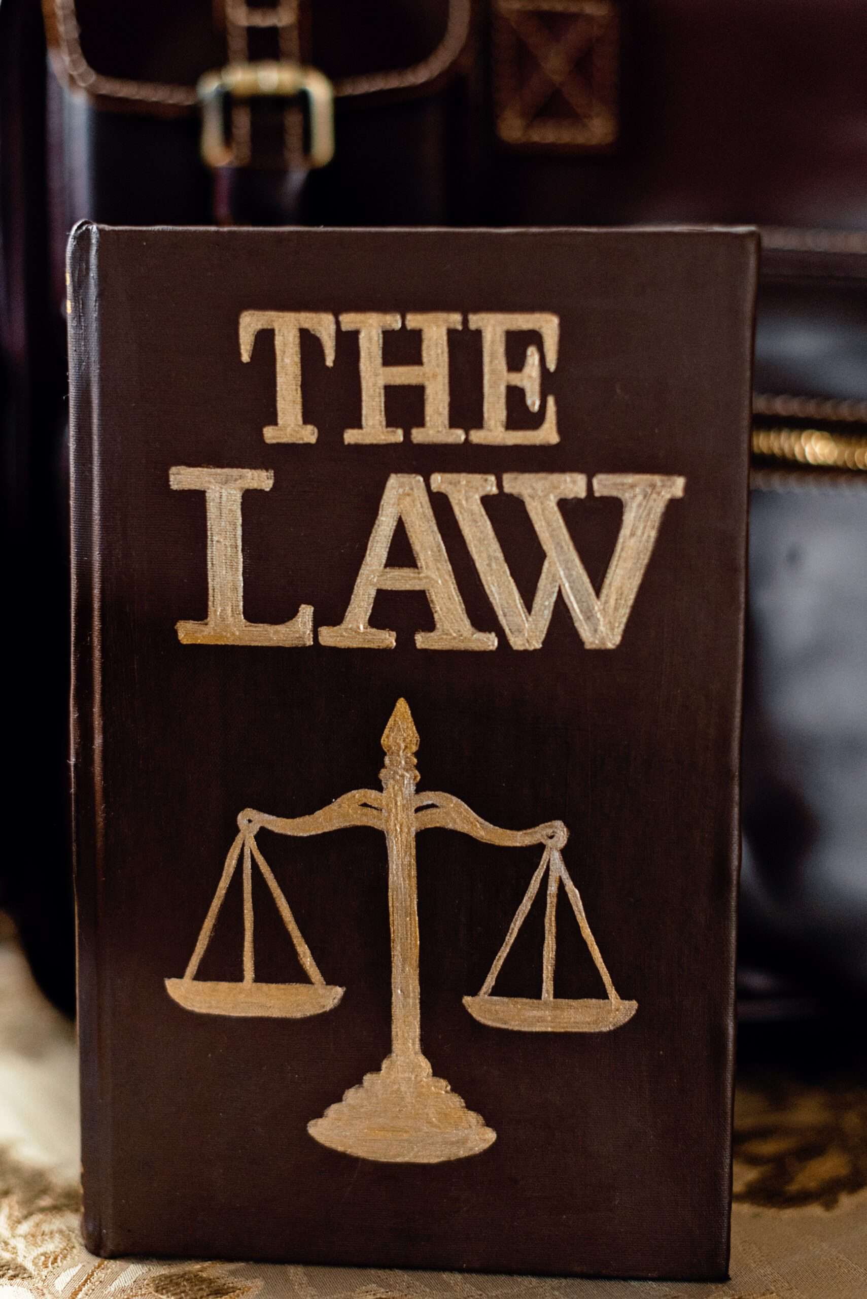 Book titled The Law with scales of justice on the cover