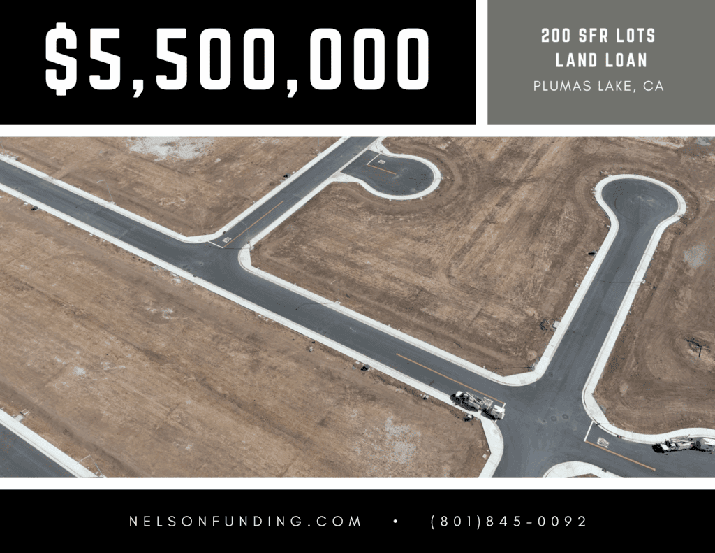 Nelson Funding deal graphic: $5,500,000, 200 SFR lots land loan
