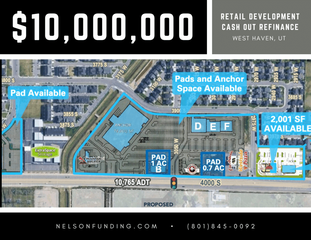 Nelson Funding deal graphic: $10,000,000, retail development cash out refinance